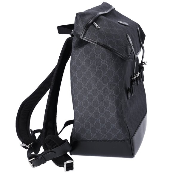 GUCCI Interlocking G Medium Backpack 696013 Dark Gray Black PVC Leather - Picture 5 of 7